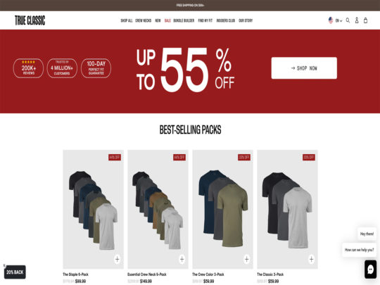 True Classic review, a site that is one of many popular Men's eCommerce Stores