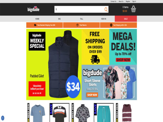 Big Dude Clothing review, a site that is one of many popular Men's Plus Sized Clothing Stores