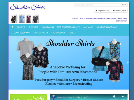 Shoulder Shirts review, a site that is one of many popular Post-Op Clothing Stores