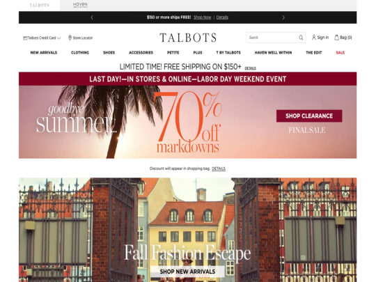 Talbots review, a site that is one of many popular Women's eCommerce Stores