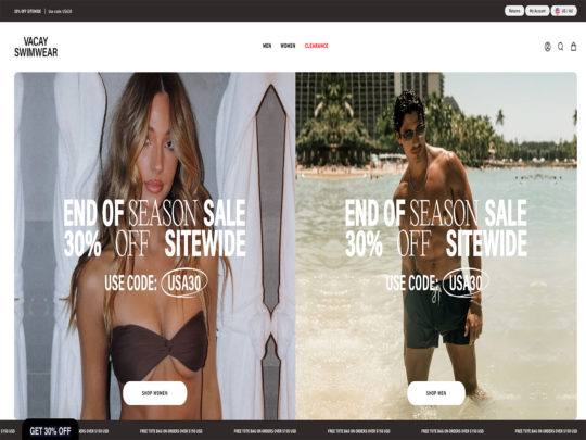 Vacay Swimwear review, a site that is one of many popular Unisex Swimwear Stores