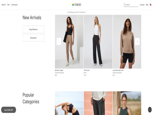 Vuori review, a site that is one of many popular Sports Clothing Stores