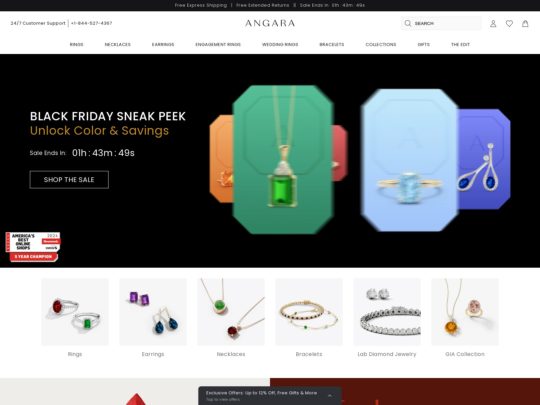 Angara Jewelry specializes in handcrafted gemstone and diamond jewelry, offering customizable pieces for every occasion.